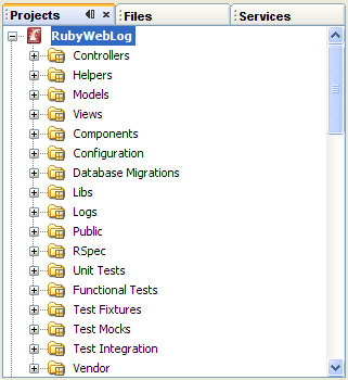 Figure 1: Projects Window Showing RubyWebLog application