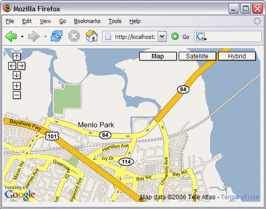 Figure 6: Map Viewer Application: Map Centered on Specified Coordinates